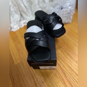French Connection Black Braided Slide Sandals US (8)
